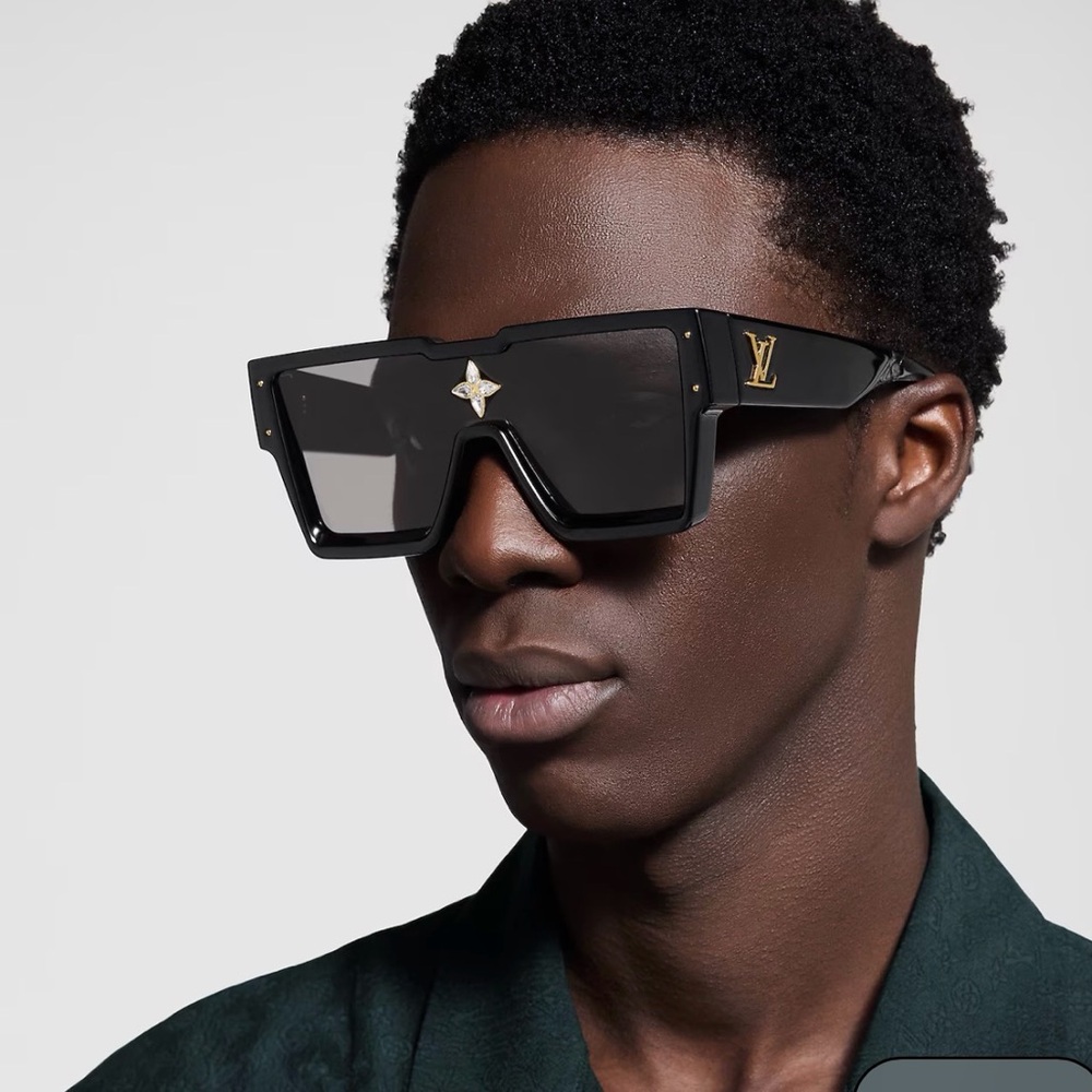 Louis Vuitton Black Shield Sunglasses with Gold Accents